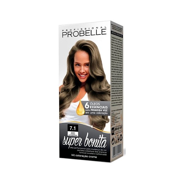 Tintura Super Bonita Probelle 7.1 Louro Médio Acinzentado