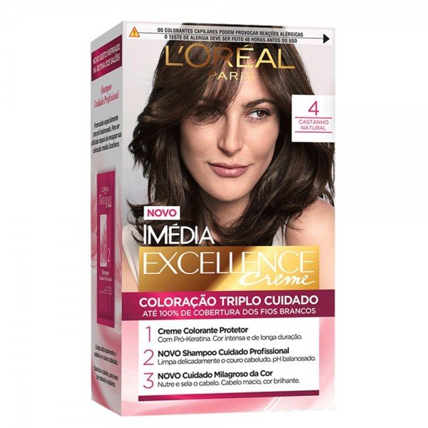 Tintura Creme Imédia Excellence L'oréal Castanho Natural 4