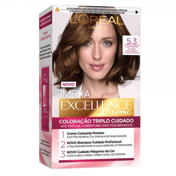 Tintura Creme Imédia Excellence L'oréal Castanho Claro Dourado 5.3