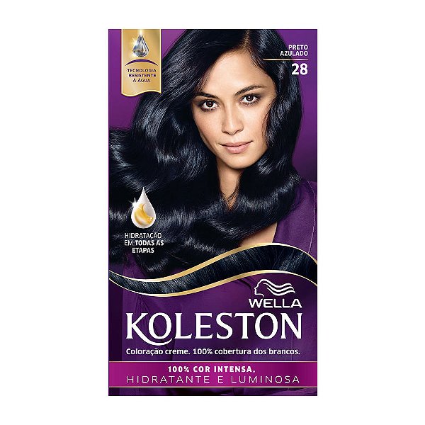 Tintura Creme Koleston Wella Preto Azulado 28