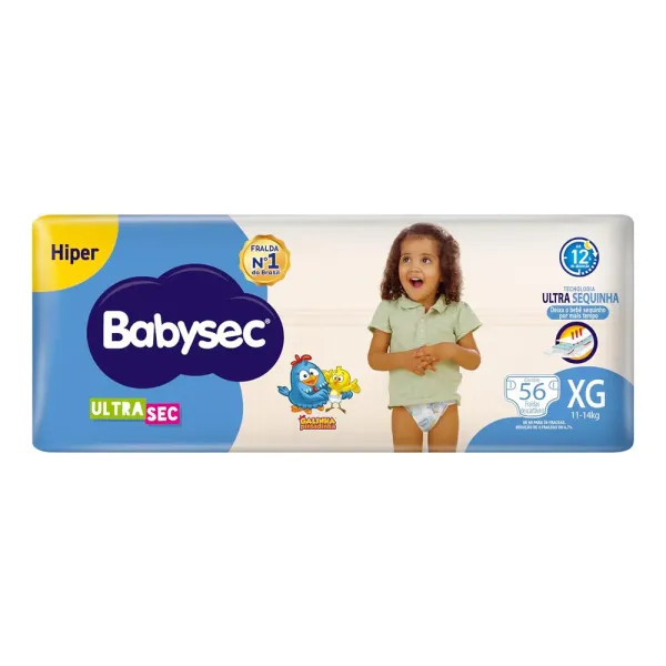 Fralda Babysec Hiper Tamanho XG 56 Unidades