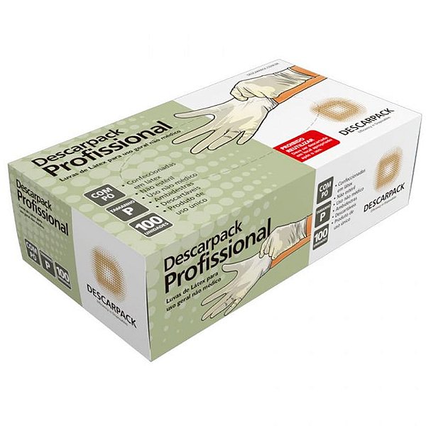 Luva de Latex Descartável Profissional Descarpark P 100 Unidades