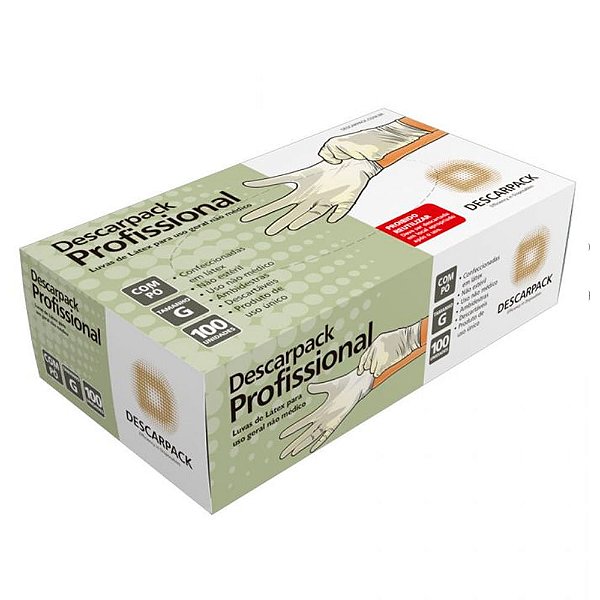 Luva de Latex Descartável Profissional Descarpark G 100 Unidades