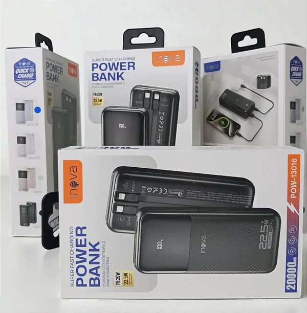 Carregador Portátil 20000mah Cor Preto POW-13016