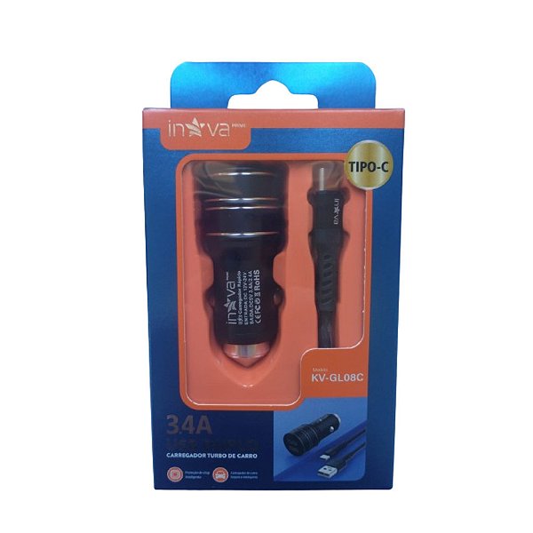 Carregador Veicular INOVA - IPHONE - 3.4A - KV-GL08A