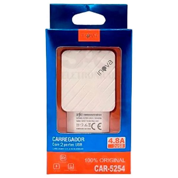 Carregador Rápido Fonte 4.8A 2 Usb Car-5254 Inova