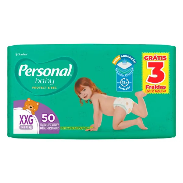 Fralda Personal Baby Protect & Sec Tamanho XXG 60 Unidades