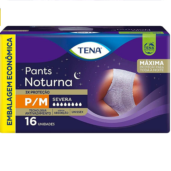 Tena Pants Noturna, Roupa Íntima para Incontinência Urinária P/M 16 Unidades