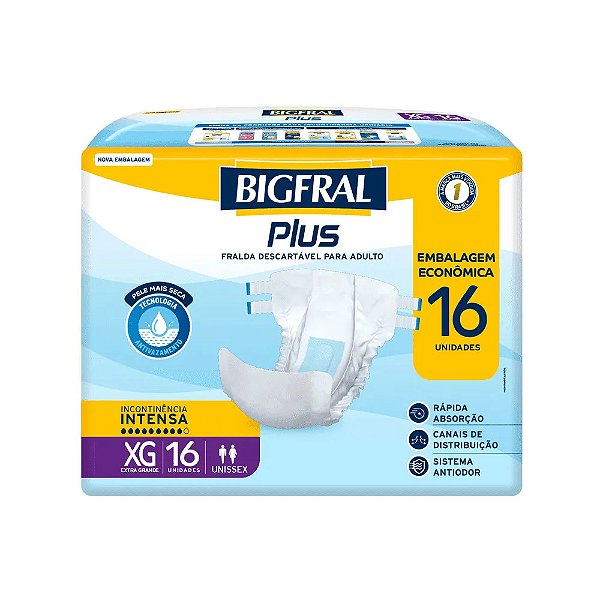 Fralda Bigfral Derma Plus XG 16 Unidades