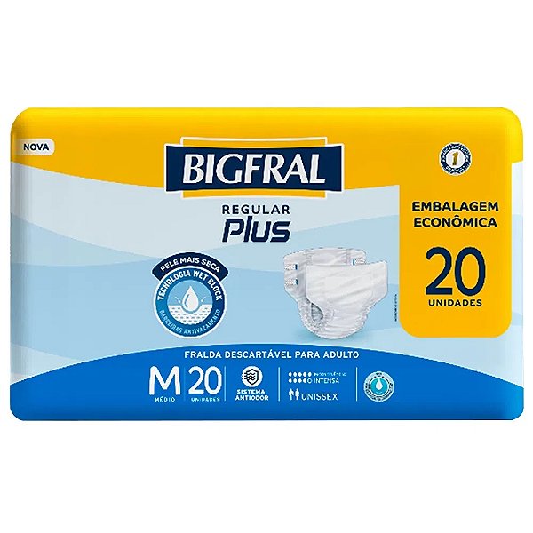 Fralda Bigfral Regular Plus Tamanho M 20 Unidades