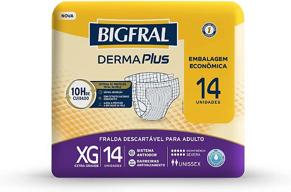 Fralda Bigfral Derma Plus  XG 14 Unidades