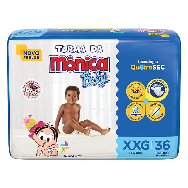 Fralda Turma da Mônica Baby Mega Tamanho XXG 36  Unidades