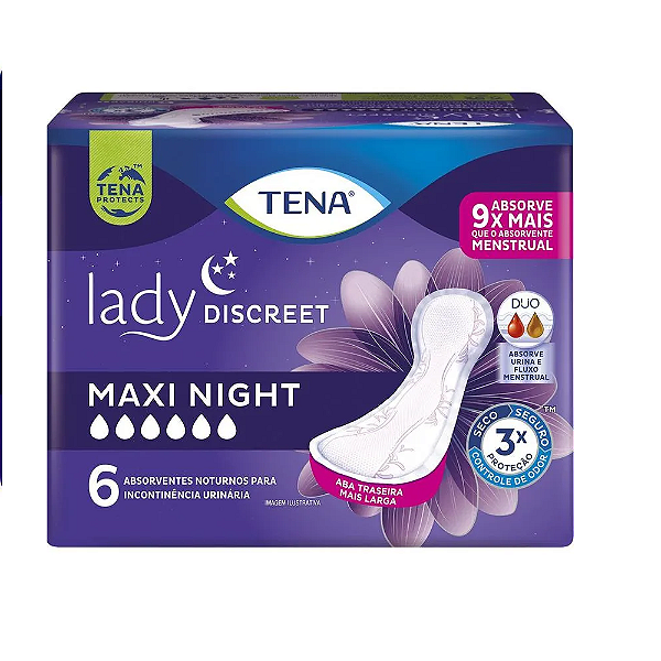 Absorvente Geriátrico Tena Lady Discreet Maxi Night 6 Unidades