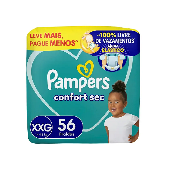 Fralda Infantil Pampers Confort Sec Tamanho XXG 56 Unidades