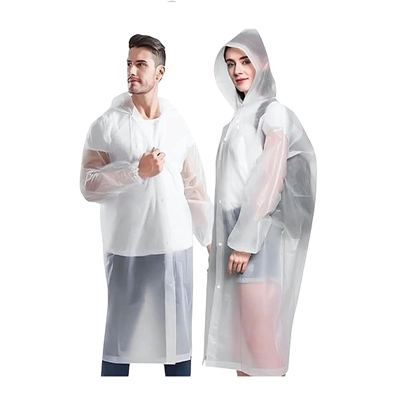 Capa de Chuva Adulto Unissex EVA com Capuz Ajustável Impermeável Reutilizável