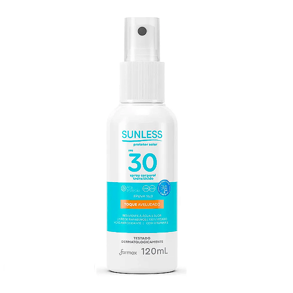 Protetor Solar Sunless Fps 30 Toque Aveludado Spray Corporal
