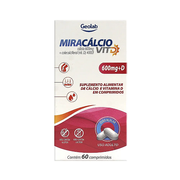 Miracálcio Vit D 600Mg + D com 60 Comprimidos