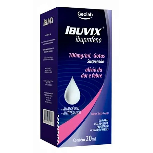 Ibuvix  Ibuprofeno Geolab100mg/ml Sabor Tutti-Frutti Gotas 20ml