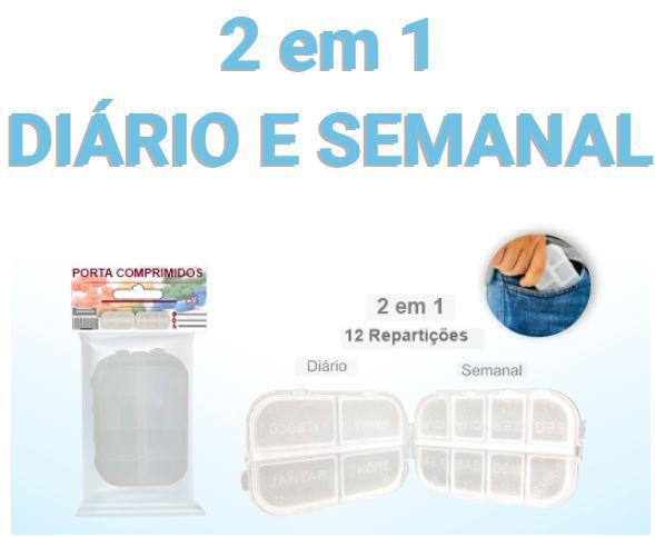 Porta Comprimidos Diário/Semanal 12 Divisórias