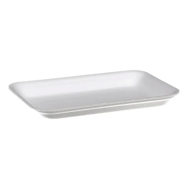Bandeja De Isopor Branca B02 CRL-002 Rasa - 21 x 14 x 1,8cm 100 unidades