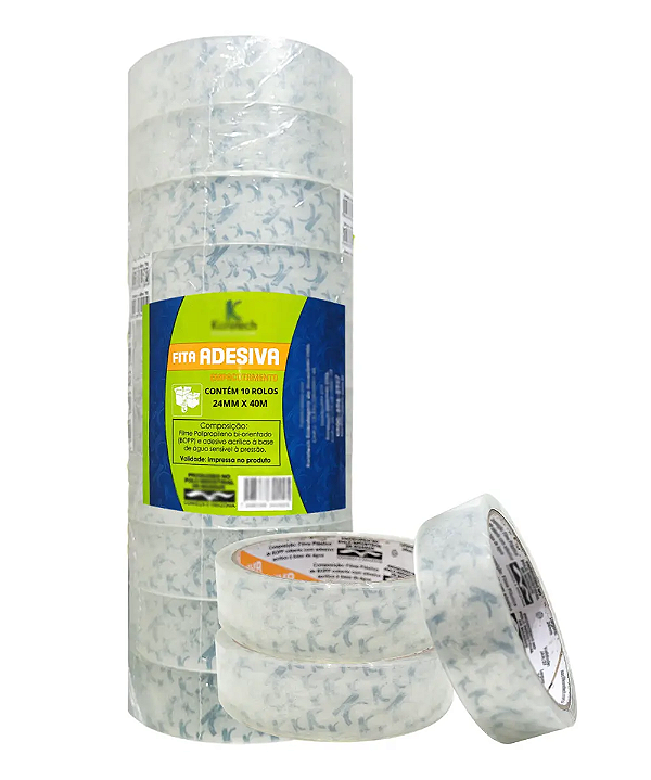 Fita Adesiva Transparente 24mm x 40m com 10 Rolos