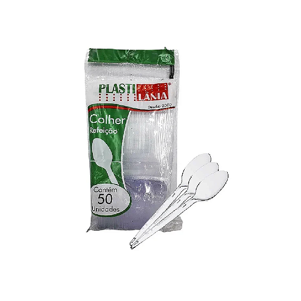 Colher Refeição Cristal Plastilania 50 unidades