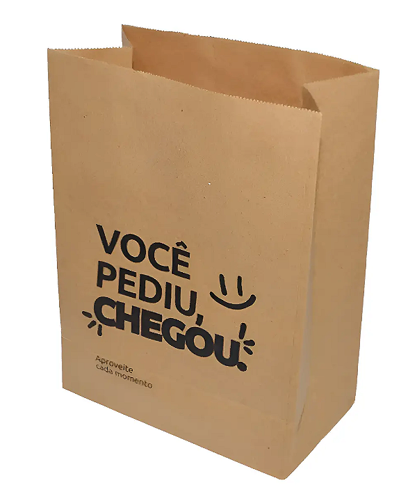 Saco Delivery Kraft Pediu Chegou Vinco 5/GG 32cm x 30cm x 18cm 50 unidades
