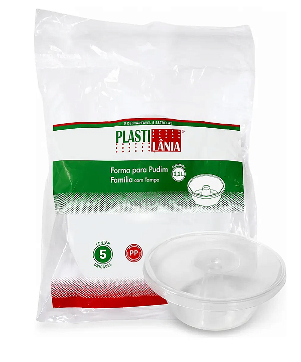 Forma Para Pudim Com Tampa Plastilândia 1100ml 5 Unidades
