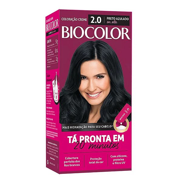 Tintura de Cabelo Biocolor Preto Azulado Incrível 2.0 Mini Kit