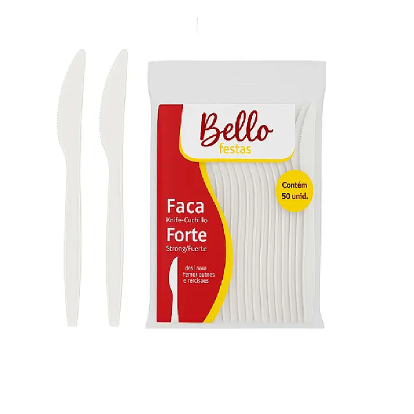 Faca Refeição Forte Descartável Bello Festas com 50 unidades