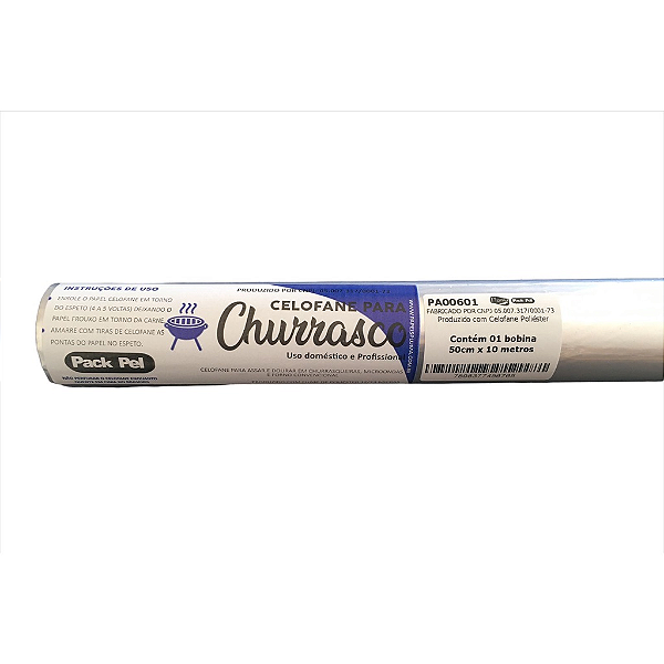 Papel Celofane Churrasco 1 Unidade - Medidas 50cm X 10metros Churrasco, Cozinha, Alimentos Embrulho