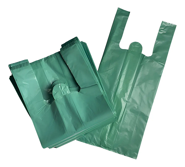Sacola Plástica Verde Reforçada Reciclada 60cm x 75cm 5kg