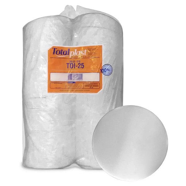 Disco de Isopor Multiuso Branco 25cm 400 unidades