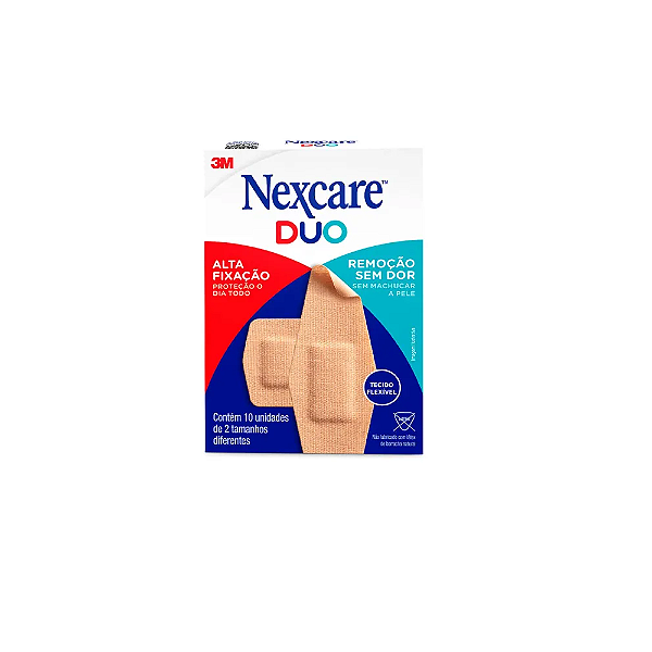 Curativo Nexcare Duo Remoção sem Dor Tamanhos Diferentes 10 Unidades