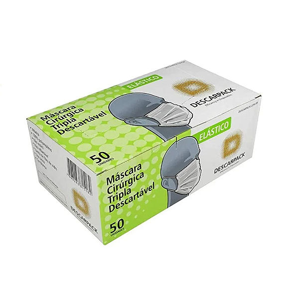 Máscara Descarpack Tripla Descartável com Filtro 50 Unidades