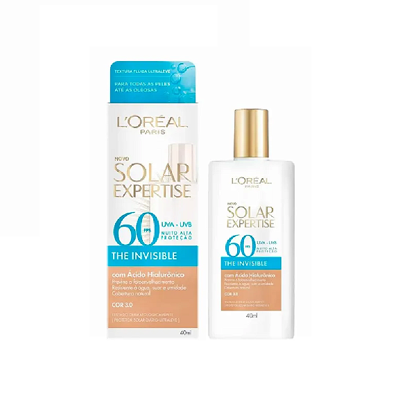 Protetor Solar Facial L'Oréal Paris Solar Expertise The Invisible FPS 60 Cor 3.0 40ml