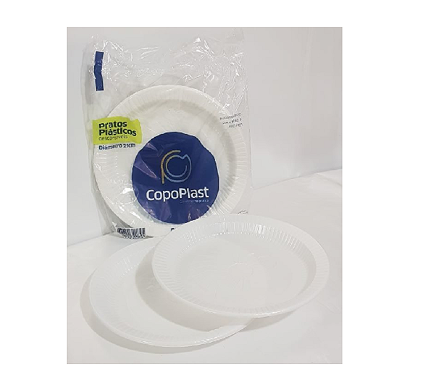 Prato Descartavel Copoplast 21cm Raso com 10 Pratos