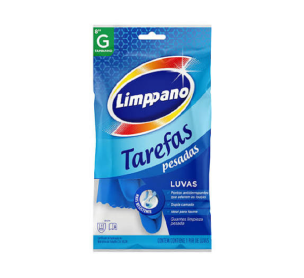 Luvas Tarefas Pesada Azul Grande Limppano G com 1 par