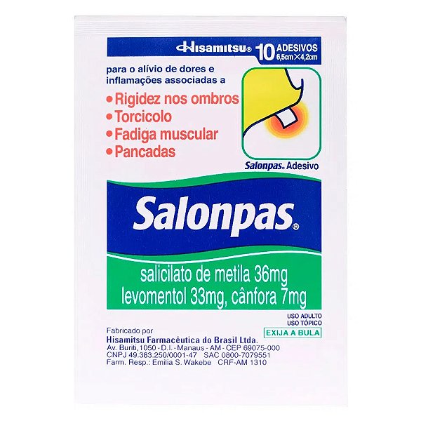 Adesivo Salonpas Tamanho Pequeno com 10 Unidades