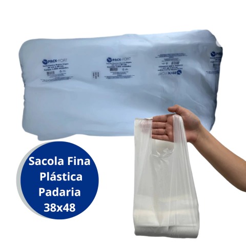 Sacola Plástica Branca Pack Fort 38cm x 48cm 1000 Sacolas