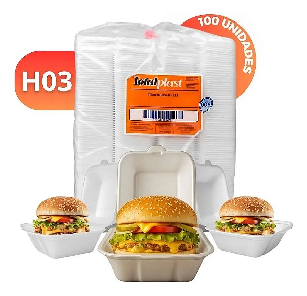Hamburgueira Isopor CH-03 com 200 unidades