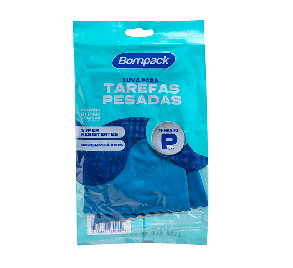 Luvas Tarefas Pesada Azul Bompack Tamanho P com 1 par