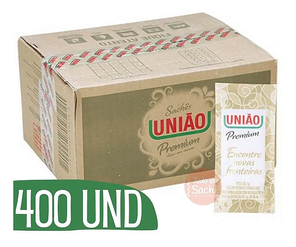 Açúcar em Sachê União Caixa 400 Envelopes Saquinhos