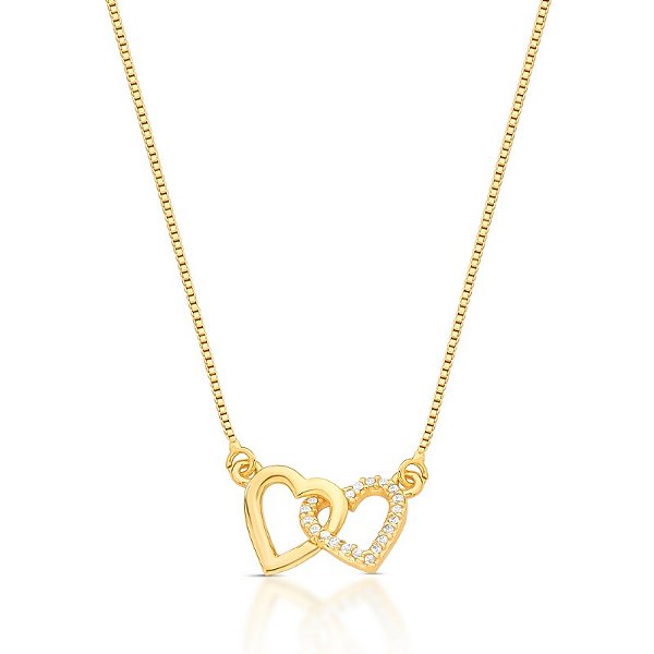 Colar corações laço