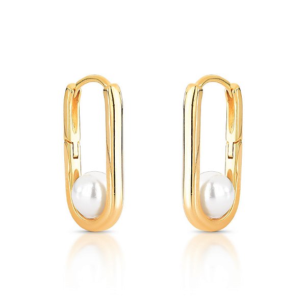 Brinco argola pérola