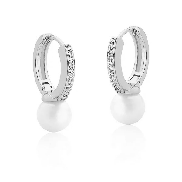 Brinco argola pérola