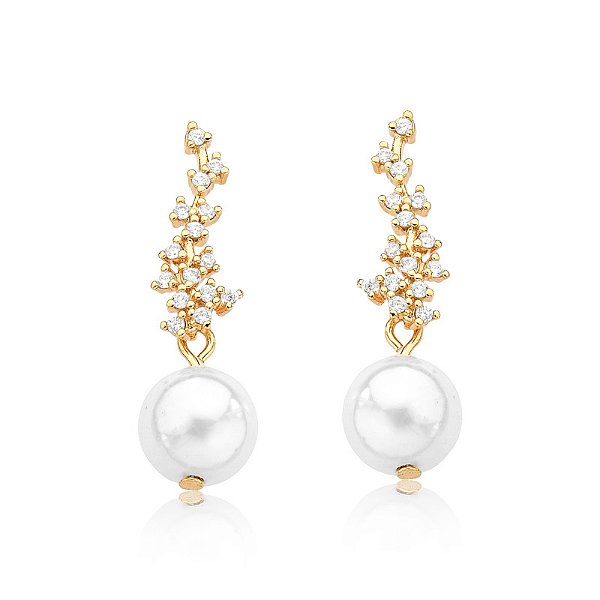 Brinco pérola cristal