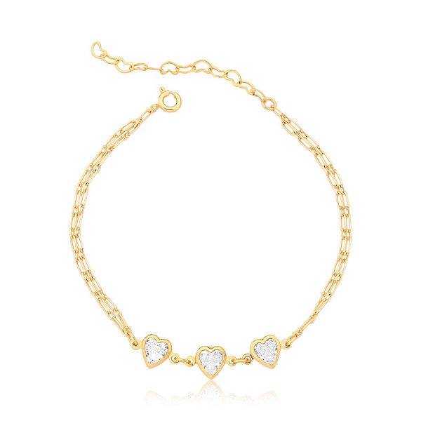 Pulseira trio corações
