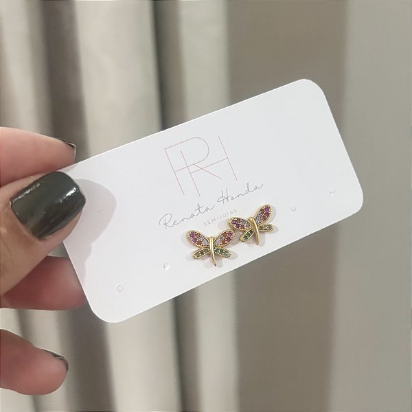 Brinco libélula colorida