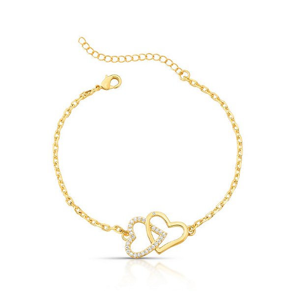 Pulseira duo corações